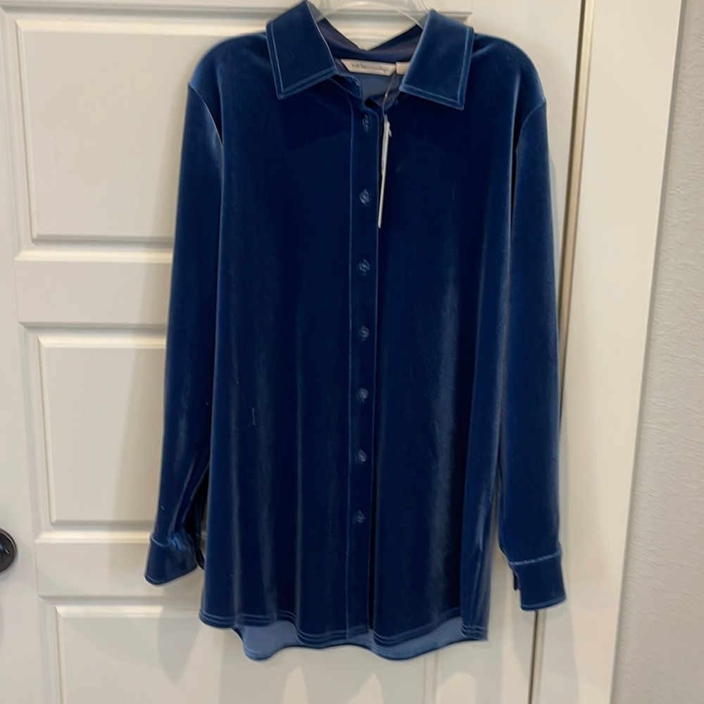 Soft Surroundings Velour Button Down